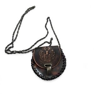 Vintage - Handmade Tooled Leather Crossbody Bag - Women - Brown - Boho Festival